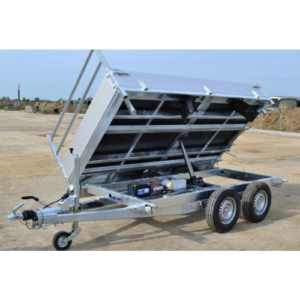 REMOLQUE ELÉCTRICO HIDRÁULICO DE TRIPLE VOLQUETE CON BOMBA MANUAL DE EMERGENCIA